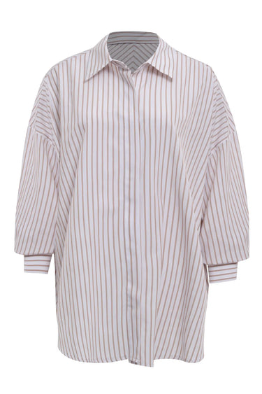 Beige Poplin Long Sleeve Gömlek