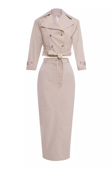 Beige Safir Midi Skirt