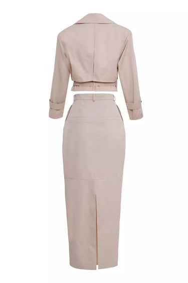 Beige Safir Midi Skirt