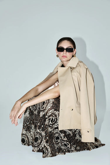 Brown Lace Long Skirt