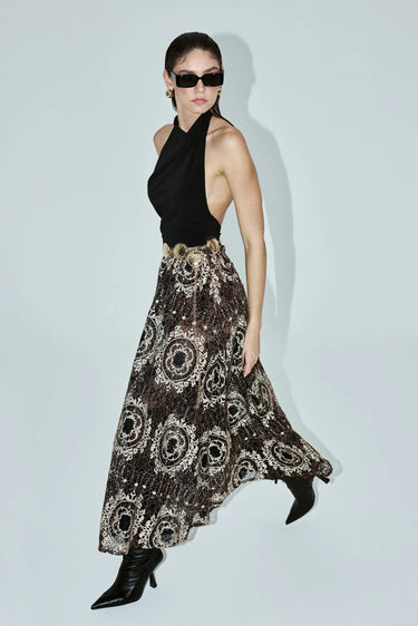 Brown Lace Long Skirt