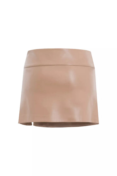 Beige Leather Mini Skirt