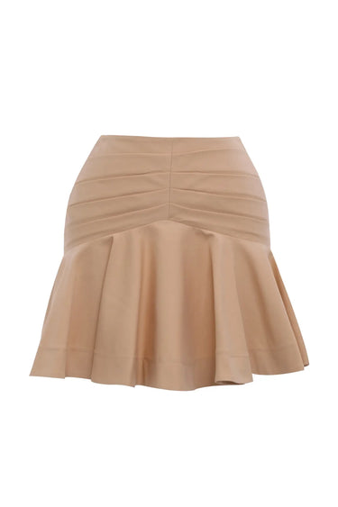 Beige Kot Mini Skirt