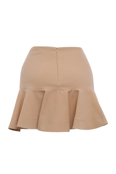 Beige Kot Mini Skirt
