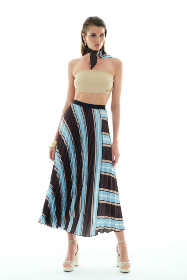 Printed Satin Long Skirt