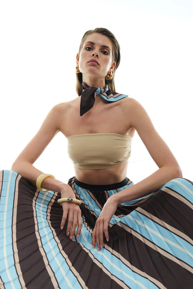 Printed Satin Long Skirt