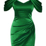 Green Satin Sleeveless Mini Dress