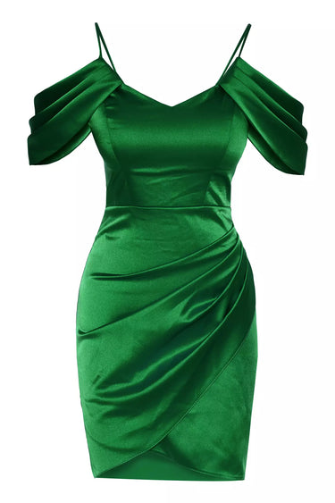 Green Satin Sleeveless Mini Dress