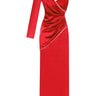 Red Satin One Arm Long Dress