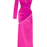 Fuchsia Satin One Arm Long Dress