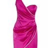 Fuchsia Satin One Arm Mini Dress