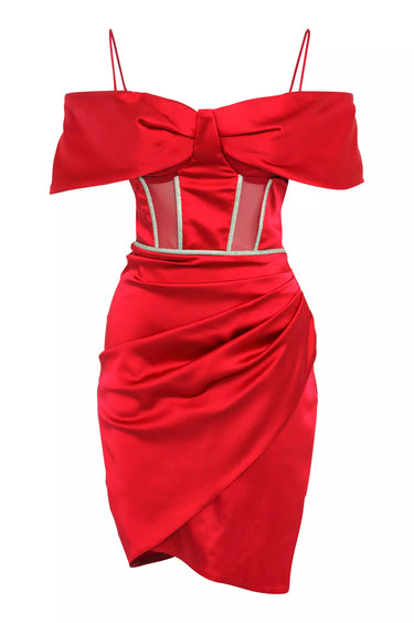 Red Satin Sleeveless Mini Dress