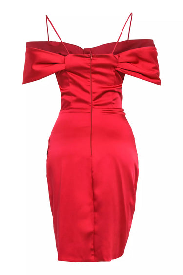 Red Satin Sleeveless Mini Dress