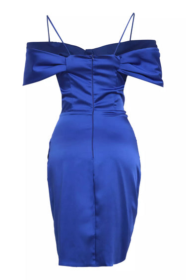 Blue Satin Sleeveless Mini Dress