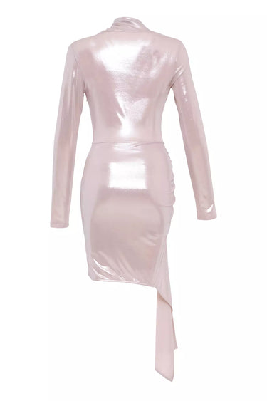 Beige Knitted Long Sleeve Mini Dress