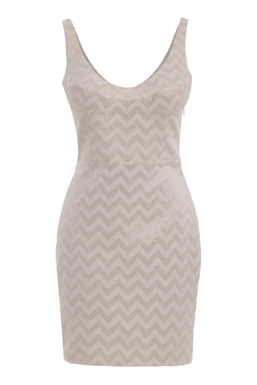 Beige Jakar Sleeveless Mini Dress