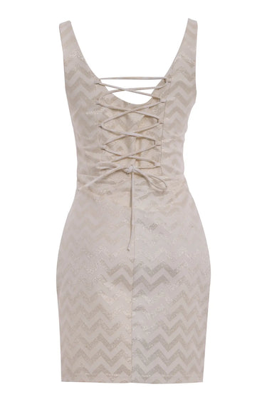 Beige Jakar Sleeveless Mini Dress