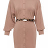 Beige Jarse Long Sleeve Mini Dress