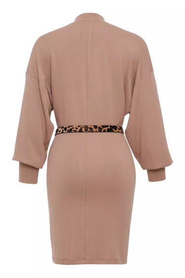 Beige Jarse Long Sleeve Mini Dress