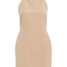 Beige Crepe Sleeveless Mini Dress