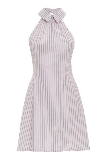 Beige Poplin Sleeveless Mini Dress