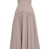 Beige Crepe Strapless Long Dress