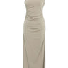 Beige Knitted Sleeveless Midi Dress
