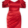 Red Satin Sleeveless Mini Dress