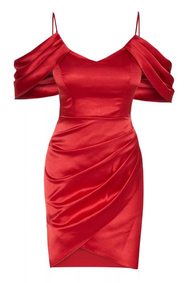 Red Satin Sleeveless Mini Dress